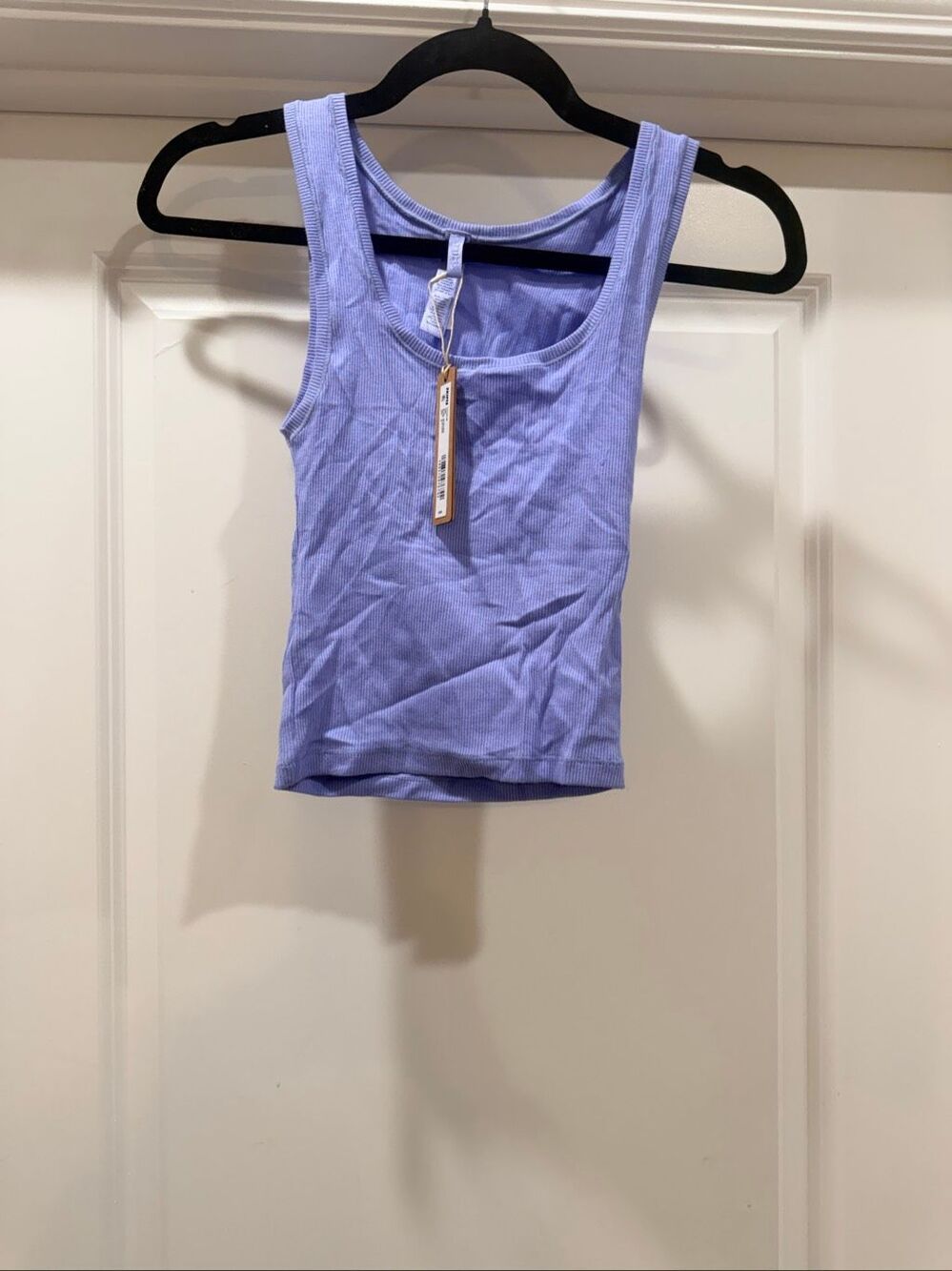 SKIMS Cotton Rib Tank Top Blue Violet Scoop Neck Fitted Casual Shirt Size S New